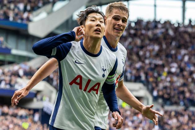Football - 2024 2025 Premier League - Tottenham Hotspur vs Everton - Tottenham Hotspur Stadium - Saturday 24th August 2024 Son Heung-Min (Tottenham Hotspur) celebrates after scoring his teams fourth goal at the Tottenham Hotspur Stadium Daniel Bearham Colorsport csp_tot_eve_db_24082024_