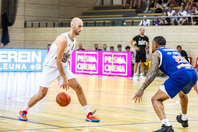 easyCredit Basketball Bundesliga, BBL, Season 2024 2025, Men 24 08 2024, Test match Syntainics MBC BG Göttingen, Marijn Ververs BG Göttingen, No 2 , Charles Callison Syntainics MBC, No 23 Copyright Alexander Trienitz