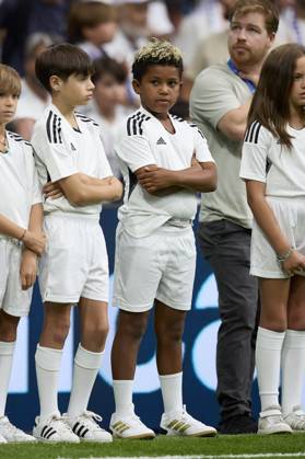 August 25, 2024, Madrid, Madrid, Spain: Kim Kardashian son during La Liga football match between Real Madrid CF v Real Valladolid at Santiago Bernabeu Stadium in Madrid, Spain, August 25, 2024 Madrid Spain - ZUMAa206 20240825_zsp_a206_010 Copyright: xRubenxAlbarranx