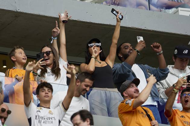 Sport Bilder des Tages August 25, 2024, Madrid, Madrid, Spain: Kim Kardashian during La Liga football match between Real Madrid CF v Real Valladolid at Santiago Bernabeu Stadium in Madrid, Spain, August 25, 2024 Madrid Spain - ZUMAa206 20240825_zsp_a206_033 Copyright: xRubenxAlbarranx