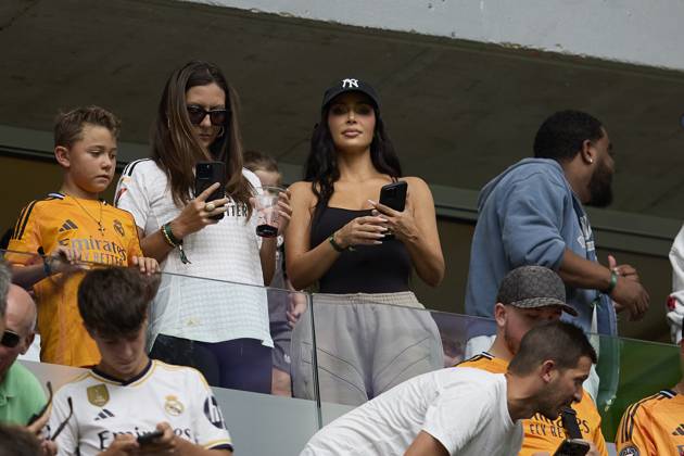 August 25, 2024, Madrid, Madrid, Spain: Kim Kardashian during La Liga football match between Real Madrid CF v Real Valladolid at Santiago Bernabeu Stadium in Madrid, Spain, August 25, 2024 Madrid Spain - ZUMAa206 20240825_zsp_a206_038 Copyright: xRubenxAlbarranx