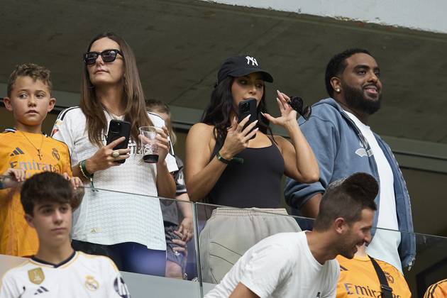 August 25, 2024, Madrid, Madrid, Spain: Kim Kardashian during La Liga football match between Real Madrid CF v Real Valladolid at Santiago Bernabeu Stadium in Madrid, Spain, August 25, 2024 Madrid Spain - ZUMAa206 20240825_zsp_a206_043 Copyright: xRubenxAlbarranx