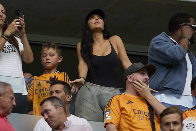 August 25, 2024, Madrid, Madrid, Spain: Kim Kardashian during La Liga football match between Real Madrid CF v Real Valladolid at Santiago Bernabeu Stadium in Madrid, Spain, August 25, 2024 Madrid Spain - ZUMAa206 20240825_zsp_a206_051 Copyright: xRubenxAlbarranx