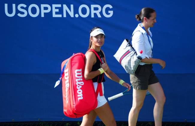 Emma Raducanu on the practice court ahead of her first round match US Open Championships 2024, Day Two, Flushing Meadows, New York, USA - 27 Aug 2024  Copyright: xJavierxGarcia Shutterstockx 14664795bk