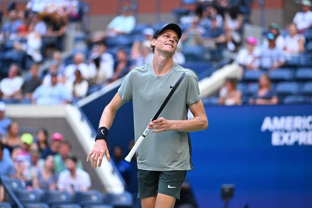 US Open - First Round Jannik Sinner (ITA) during his first round match at the 2024 US Open at Billie Jean National Tennis Center in New York City, NY, USA, on August 27, 2024. Photo by Corinne Dubreuil ABACAPRESS.COM New York City NY United States  Copyright: xDubreuilxCorinne ABACAx