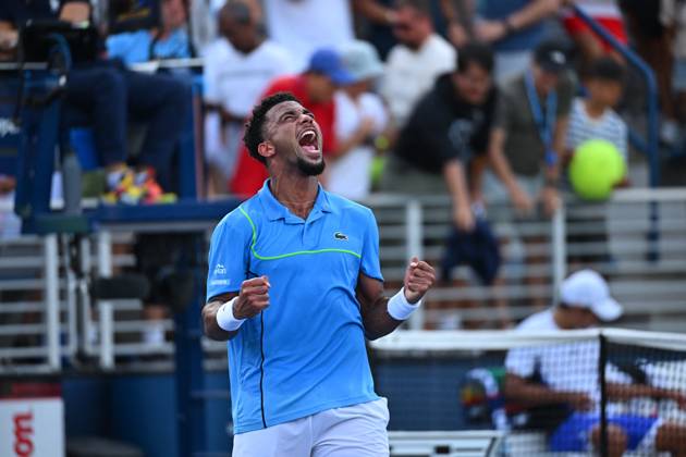 US Open - First Round Arthur Fils (FRA) during his first round match at the 2024 US Open at Billie Jean National Tennis Center in New York City, NY, USA, on August 27, 2024. Photo by Corinne Dubreuil ABACAPRESS.COM New York City NY United States  Copyright: xDubreuilxCorinne ABACAx