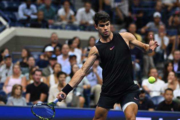 US Open - First Round Carlos Alcaraz (ESP) during his first round match at the 2024 US Open at Billie Jean National Tennis Center in New York City, NY, USA, on August 27, 2024. Photo by Corinne Dubreuil ABACAPRESS.COM New York City NY United States  Copyright: xDubreuilxCorinne ABACAx