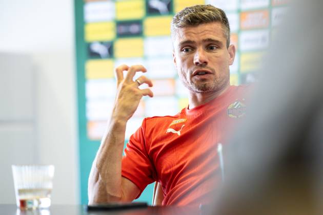 SOCCER - UEFA EL, Rapid vs Braga VIENNA,AUSTRIA,28.AUG.24 - SOCCER - UEFA Europa League, qualification, SK Rapid Wien vs Sporting Club de Braga, preview, press conference, PK, Pressekonferenz Rapid. Image shows . GEPAxpictures xArminxRauthner