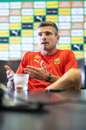 SOCCER - UEFA EL, Rapid vs Braga VIENNA,AUSTRIA,28.AUG.24 - SOCCER - UEFA Europa League, qualification, SK Rapid Wien vs Sporting Club de Braga, preview, press conference, PK, Pressekonferenz Rapid. Image shows . GEPAxpictures xArminxRauthner