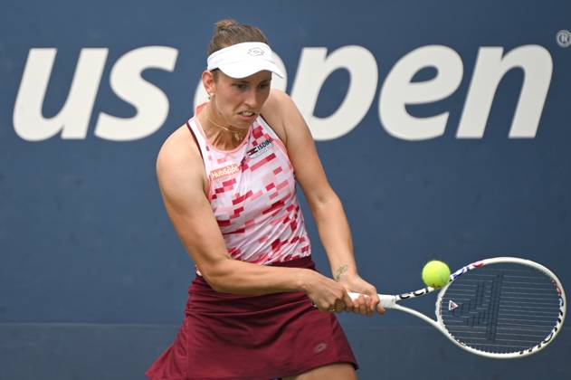 Elise Mertens of Belgium plays against Aija Tomljanovic of Australia during the Women s Single s round two of the U.S. Open tennis tournament at USTA Billie Jean King National Tennis Center, New York, NY, August 28, 2024. (Photo by Anthony Behar Sipa USA) ANTHONYxBEHAR  x0757553288stx