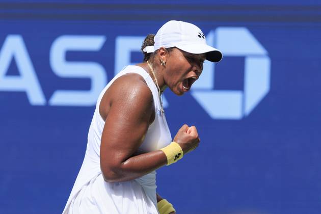 August 28, 2024, Flushing Meadows, New York, USA: Taylor Townsend reacts to winning a point during her match against Paula Badosa on Day 3 of the 2024 US Open held at the USTA Billie Jean King National Tennis Center on Wednesday August 28, 2024 in the Flushing neighborhood of the Queens borough of New York City. JAVIER ROJAS PI Flushing Meadows USA - ZUMAp124 20240828_zaa_p124_004 Copyright: xJavierxRojasx