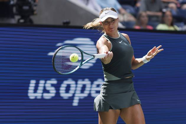 August 28, 2024, Flushing Meadows, New York, USA: Paula Badosa hits a forehand during her match against Taylor Townsend on Day 3 of the 2024 US Open held at the USTA Billie Jean King National Tennis Center on Wednesday August 28, 2024 in the Flushing neighborhood of the Queens borough of New York City. JAVIER ROJAS PI Flushing Meadows USA - ZUMAp124 20240828_zaa_p124_029 Copyright: xJavierxRojasx