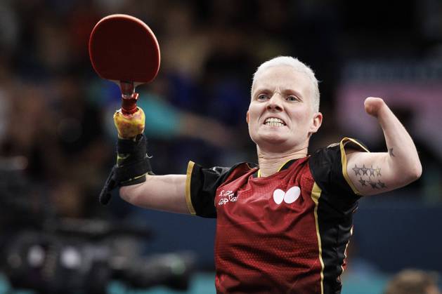 Paralympics Para Table Tennis Paris, 29 08 2024 GREBE Stephanie 6 GER Para Table Tennis is happy about reaching the final with doubles partner WOLF Juliane 8 GER Para Table Tennis , not in the picture Paralympics Para Table Tennis on 29 08 2024 in the South Paris Arena 4 in Paris France Copyright: xBEAUTIFULxSPORTS AxelxKohringx