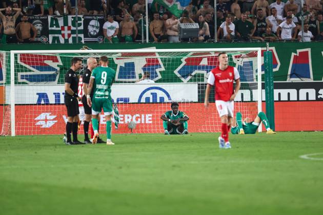 SOCCER - UEFA EL, Rapid vs Braga VIENNA,AUSTRIA,29.AUG.24 - SOCCER - UEFA Europa League, qualification, SK Rapid Wien vs Sporting Club de Braga. Image shows the disappointment of Rapid. GEPAxpictures xArminxRauthner