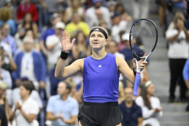 Sport Bilder des Tages Tennis : Us Open 2024 - Karolina Muchova - Turquie Tennis :Us Open 2024 - Usa - 29 08 2024 ChrysleneCaillaud Panoramic 
