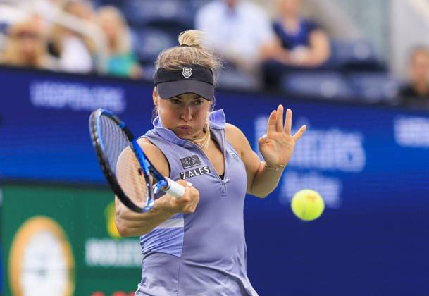 August 31, 2024, Flushing Meadows, New York, USA: Yulia Putintseva hits a forehand during Day 6 of her match against Jasmine Paolini in the 2024 US Open held at the USTA Billie Jean King National Tennis Center on Saturday August 31, 2024 in the Flushing neighborhood of the Queens borough of New York City. JAVIER ROJAS PI Flushing Meadows USA - ZUMAp124 20240831_zaa_p124_038 Copyright: xJavierxRojasx