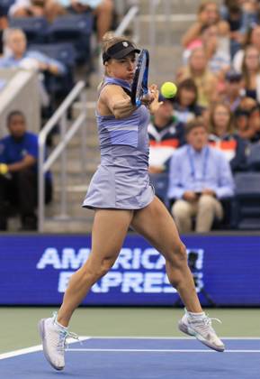 August 31, 2024, Flushing Meadows, New York, USA: Yulia Putintseva hits a forehand during Day 6 of her match against Jasmine Paolini in the 2024 US Open held at the USTA Billie Jean King National Tennis Center on Saturday August 31, 2024 in the Flushing neighborhood of the Queens borough of New York City. JAVIER ROJAS PI Flushing Meadows USA - ZUMAp124 20240831_zaa_p124_042 Copyright: xJavierxRojasx
