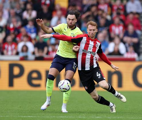 London, England, 31st August 2024. Brentford s Sepp van den Berg during the Premier League match at Gtech Community Stadium, London. Picture credit should read: David Klein Sportimage EDITORIAL USE ONLY. No use with unauthorised audio, video, data, fixture lists, club league logos or live services. Online in-match use limited to 120 images, no video emulation. No use in betting, games or single club league player publications. SPI-3288-0075