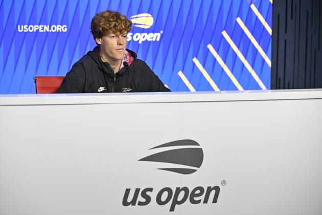 Tennis : Us Open 2024 - Jannik Sinner - Italie - press conference, PK, Pressekonferenz Tennis :Us Open 2024 - Usa - 31 08 2024 ChrysleneCaillaud Panoramic 