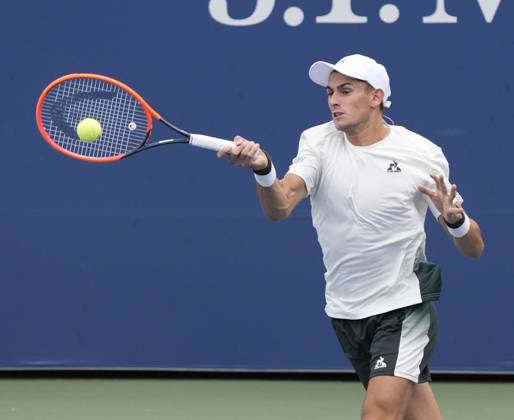 August 31, 2024: Matteo Arnaldi (ITA) loses to Jordan Thompson (AUS) 7-5 in the first set at the US Open being played at Billie Jean King National Tennis Center in Flushing, Queens, NY, {USA} Ã‚ Cal Media Flushing, Queens USA - ZUMAc04_ 20240831_zma_c04_386 Copyright: xGracexSchultzx
