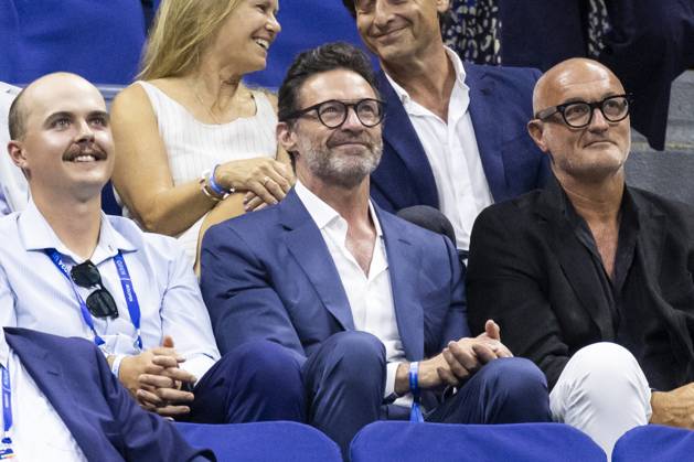 Actor Hugh Jackman attends a match between Iga Swiatek of Poland and Anastasia Pavlyuchenkova of Russia in the third round in Arthur Ashe Stadium of the 2024 US Open Tennis Championships at the USTA Billie Jean King National Tennis Center on Saturday, August 31, 2024 in New York City.  NYP20240831508 COREYxSIPKIN