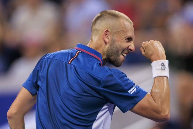 August 31, 2024, Flushing Meadows, New York, USA: Daniel Evans reacts after making a shot during Day 6 of his match against Alex de Minaur in the 2024 US Open held at the USTA Billie Jean King National Tennis Center on Saturday August 31, 2024 in the Flushing neighborhood of the Queens borough of New York City. JAVIER ROJAS PI Flushing Meadows USA - ZUMAp124 20240831_zaa_p124_175 Copyright: xJavierxRojasx