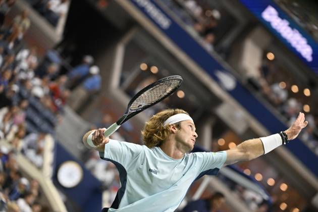 Tennis : Us Open 2024 - Andrey Rublev - Russie Tennis :Us Open 2024 - Usa - 01 09 2024 ChrysleneCaillaud Panoramic 