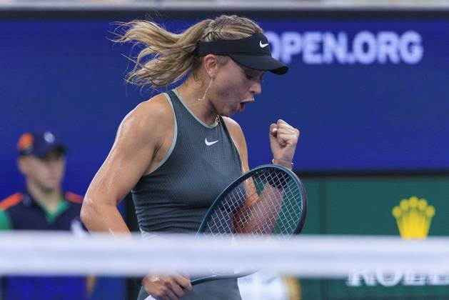 September 1, 2024, Flushing Meadows, New York, USA: Paula Badosa reacts after winning a game during Day 7 of her match against Yafan Wang in the 2024 US Open held at the USTA Billie Jean King National Tennis Center on Sunday September 1, 2024 in the Flushing neighborhood of the Queens borough of New York City. JAVIER ROJAS PI Flushing Meadows USA - ZUMAp124 20240901_zaa_p124_014 Copyright: xJavierxRojasx