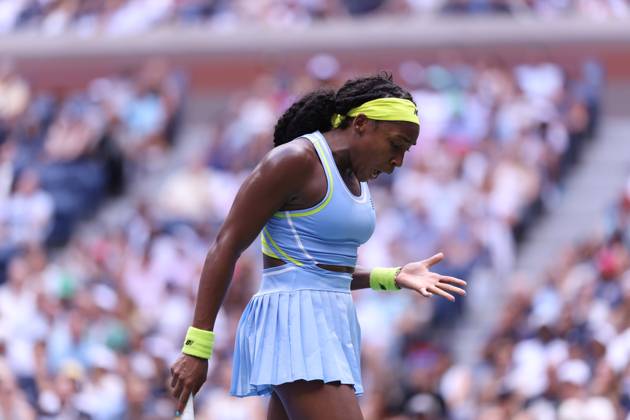Coco Gauff (USA) losing to Emma Navarro (USA) at the US Open 2024 TENNIS : US Open 2024 01 09 2024 AntoineCouvercelle Panoramic 