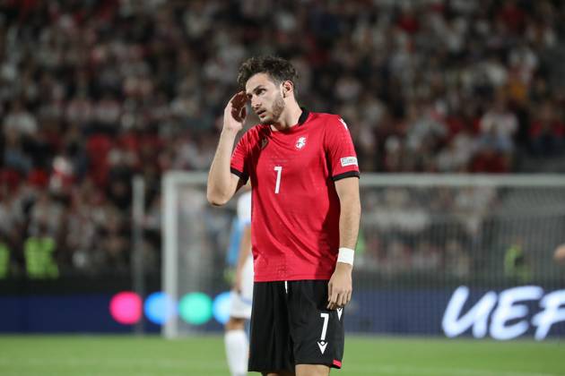 Khvicha Kvaratskhelia of Georgia during the UEFA Nations League match between Georgia and Czech Republic at the Mikheil Meskhi Stadium on September 7, 2024 in Tbilisi, Georgia. Tbilisi Mikheil Meskhi Stadium, Ilia Chavchavadze Avenue, Zemo Vake, Vake, Vake District, Tbilisi, 1062, Georgia Georgia Copyright: xArturxStabulnieksx 685139