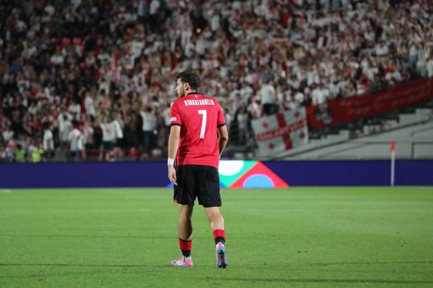 Khvicha Kvaratskhelia of Georgia during the UEFA Nations League match between Georgia and Czech Republic at the Mikheil Meskhi Stadium on September 7, 2024 in Tbilisi, Georgia. Tbilisi Mikheil Meskhi Stadium, Ilia Chavchavadze Avenue, Zemo Vake, Vake, Vake District, Tbilisi, 1062, Georgia Georgia Copyright: xArturxStabulnieksx 685179