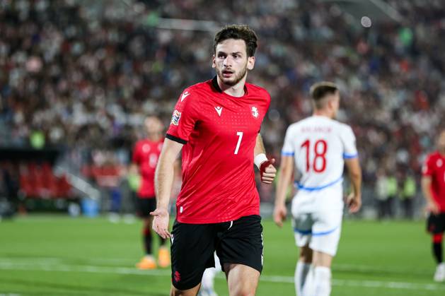 Khvicha Kvaratskhelia of Georgia during the UEFA Nations League match between Georgia and Czech Republic at the Mikheil Meskhi Stadium on September 7, 2024 in Tbilisi, Georgia. Tbilisi Mikheil Meskhi Stadium, Ilia Chavchavadze Avenue, Zemo Vake, Vake, Vake District, Tbilisi, 1062, Georgia Georgia Copyright: xArturxStabulnieksx 688109