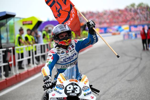 - MotoGP - GP15 - Gran Premio Red Bull di San Marino e della Riviera di Rimini - Race Marc Marquez Spanish Gresini Racing MotoGP Ducati celebrates winning the Gran Premio Red Bull di San Marino e della Riviera di Rimini Race during GP15 - Gran Premio Red Bull di San Marino e della Riviera di Rimini - Race, MotoGP World Championship, WM, Weltmeisterschaft in Misano Adriatico, Italy, September 08 2024 Misano Adriatico Italy Copyright: xIPAxSport ABACAx