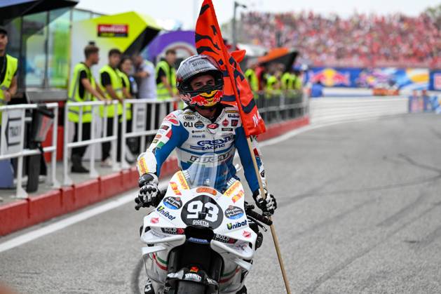 - MotoGP - GP15 - Gran Premio Red Bull di San Marino e della Riviera di Rimini - Race Marc Marquez Spanish Gresini Racing MotoGP Ducati celebrates winning the Gran Premio Red Bull di San Marino e della Riviera di Rimini Race during GP15 - Gran Premio Red Bull di San Marino e della Riviera di Rimini - Race, MotoGP World Championship, WM, Weltmeisterschaft in Misano Adriatico, Italy, September 08 2024 Misano Adriatico Italy Copyright: xIPAxSport ABACAx