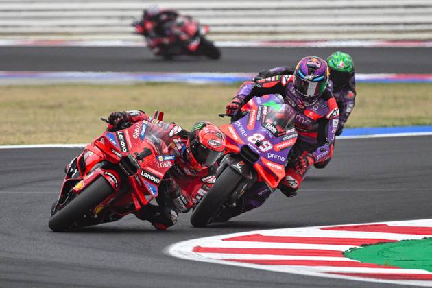 - MotoGP - GP15 - Gran Premio Red Bull di San Marino e della Riviera di Rimini - Race Francesco Bagnaia Italian Ducati Lenovo Team Ducati and Jorge Martin Spanish Prima Pramac Racing Ducati during GP15 - Gran Premio Red Bull di San Marino e della Riviera di Rimini - Race, MotoGP World Championship, WM, Weltmeisterschaft in Misano Adriatico, Italy, September 08 2024 Misano Adriatico Italy Copyright: xIPAxSport ABACAx