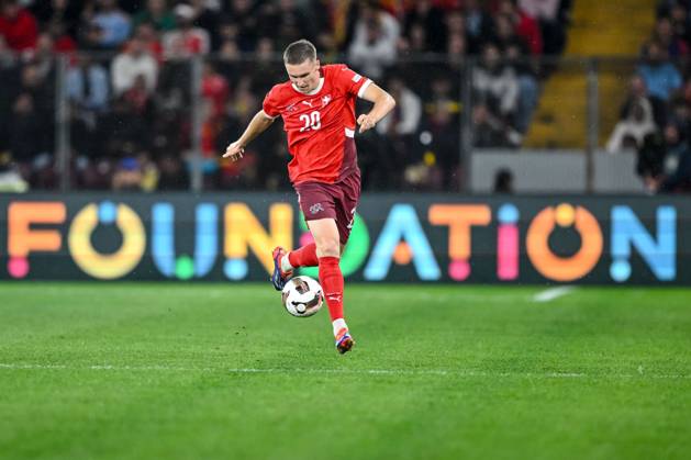 Michel Aebischer Switzerland controls the ball during the UEFA Nations League 2024 2025 League A Group 4 match between Switzerland and Spain at Stade de Geneve on September 8, 2024 in Geneva, Switzerland Defodi 541 SFVESP240908 237 Defodi-541