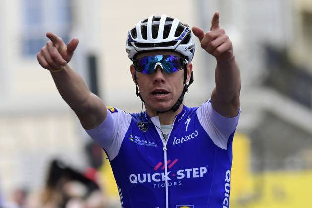 Paris - Nice 2017 - stage 8 NICE, FRANCE - MARCH 12 : DE LA CRUZ MELGAREJO David (ESP) Rider of Quick-Step Floors Cycling team celebrates winning stage 08 of the 75th edition of the Paris - Nice cycling race, a stage of 115,5 km with start and finish in Nice on March 12, 2017 in Nice, France, 12 03 2017 Nice France Copyright: xNicoxVereeckenx 10632311-057