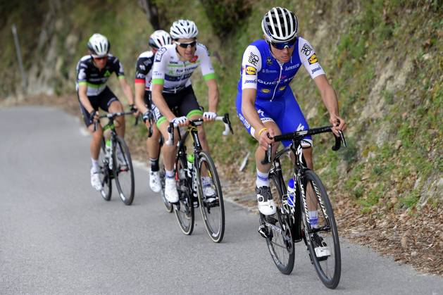 Paris - Nice 2017 - stage 8 NICE, FRANCE - MARCH 12 : DE LA CRUZ MELGAREJO David (ESP) Rider of Quick-Step Floors Cycling team in front of JEANNESON Arnold (FRA) Rider of Fortuneo - Vital Concept, PETILLI Simone (ITA) Rider of UAE and PAUWELS Serge (BEL) Rider of Team Dimension Data during stage 08 of the 75th edition of the Paris - Nice cycling race, a stage of 115,5 km with start and finish in Nice on March 12, 2017 in Nice, France, 12 03 2017 Nice France Copyright: xNicoxVereeckenx 10632311-114