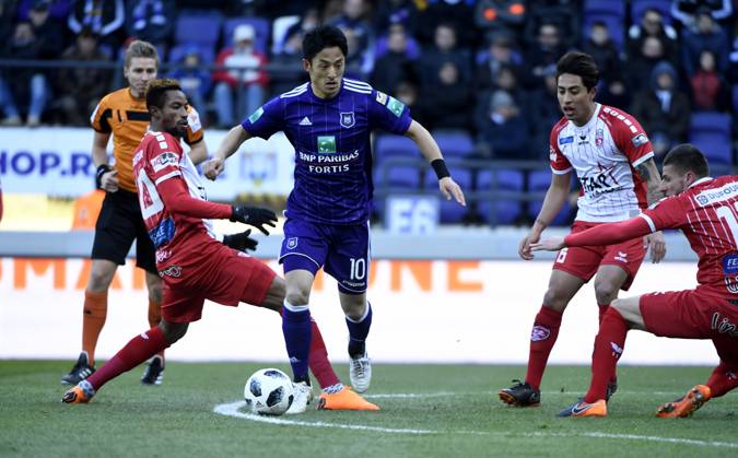 RSC Anderlecht v Mouscron : Jupiler Pro League BRUSSELS, BELGIUM - FEBRUARY 25 : Ryota Morioka forward of RSC Anderlecht during the Jupiler Pro League match between RSC Anderlecht and Excelsior Mouscron at the Constant Vanden Stock stadium on February 25, 2018 in Brussels, Belgium, 25 02 2018 Brussels Belgium Copyright: xPhilippexCrochetx 10696969-104