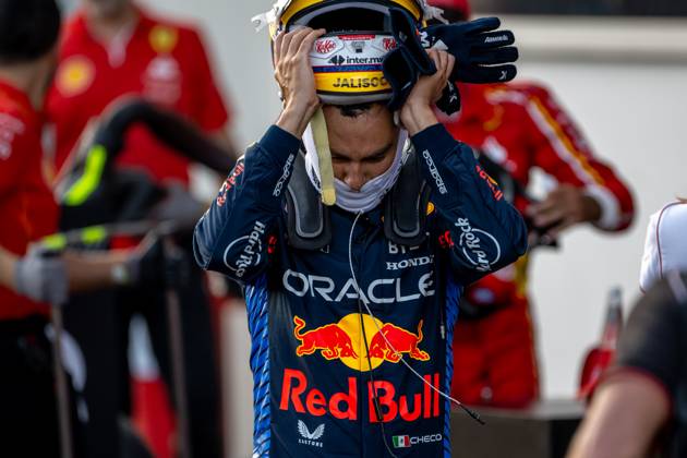 BAKU, AZERBAIJAN: Sergio Perez, racing for the Red Bull Racing team during the 2024 Formula 1 Azerbaijan Grand Prix at the Baku City Circuit in Baku, Azerbaijan