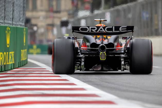BAKU, AZERBAIJAN: Sergio Perez, racing for the Red Bull Racing team during the 2024 Formula 1 Azerbaijan Grand Prix at the Baku City Circuit in Baku, Azerbaijan