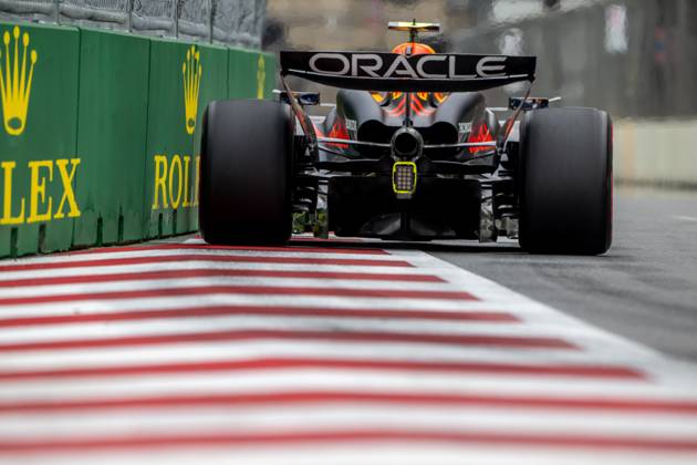 BAKU, AZERBAIJAN: Sergio Perez, racing for the Red Bull Racing team during the 2024 Formula 1 Azerbaijan Grand Prix at the Baku City Circuit in Baku, Azerbaijan