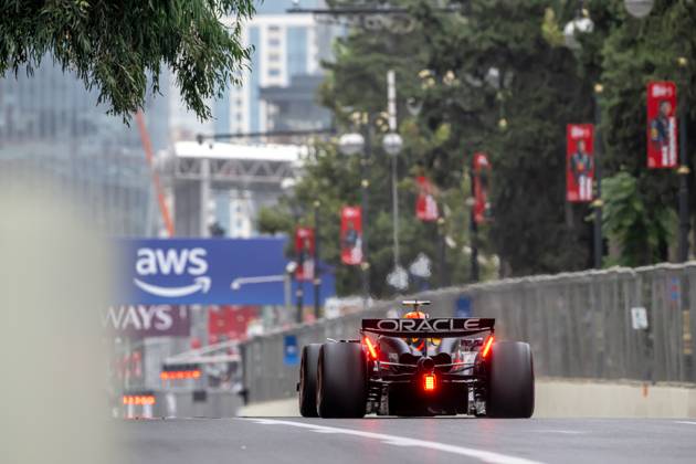 BAKU, AZERBAIJAN: Sergio Perez, racing for the Red Bull Racing team during the 2024 Formula 1 Azerbaijan Grand Prix at the Baku City Circuit in Baku, Azerbaijan