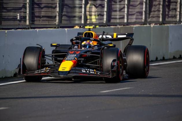 BAKU, AZERBAIJAN: Sergio Perez, racing for the Red Bull Racing team during the 2024 Formula 1 Azerbaijan Grand Prix at the Baku City Circuit in Baku, Azerbaijan
