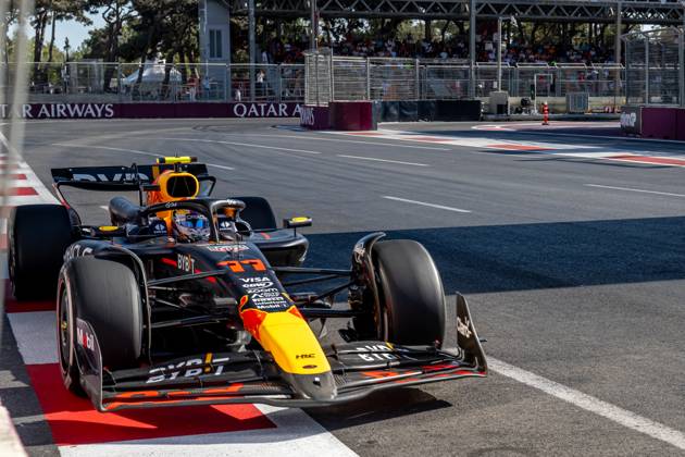 BAKU, AZERBAIJAN: Sergio Perez, racing for the Red Bull Racing team during the 2024 Formula 1 Azerbaijan Grand Prix at the Baku City Circuit in Baku, Azerbaijan