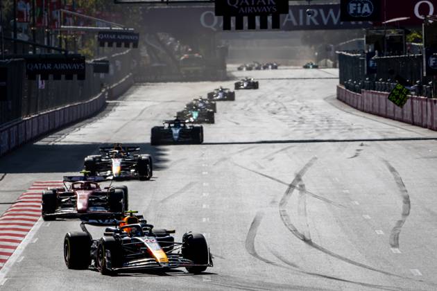 BAKU, AZERBAIJAN: Sergio Perez, racing for the Red Bull Racing team during the 2024 Formula 1 Azerbaijan Grand Prix at the Baku City Circuit in Baku, Azerbaijan