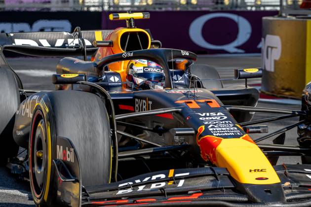 BAKU, AZERBAIJAN: Sergio Perez, racing for the Red Bull Racing team during the 2024 Formula 1 Azerbaijan Grand Prix at the Baku City Circuit in Baku, Azerbaijan