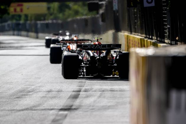 BAKU, AZERBAIJAN: Sergio Perez, racing for the Red Bull Racing team during the 2024 Formula 1 Azerbaijan Grand Prix at the Baku City Circuit in Baku, Azerbaijan