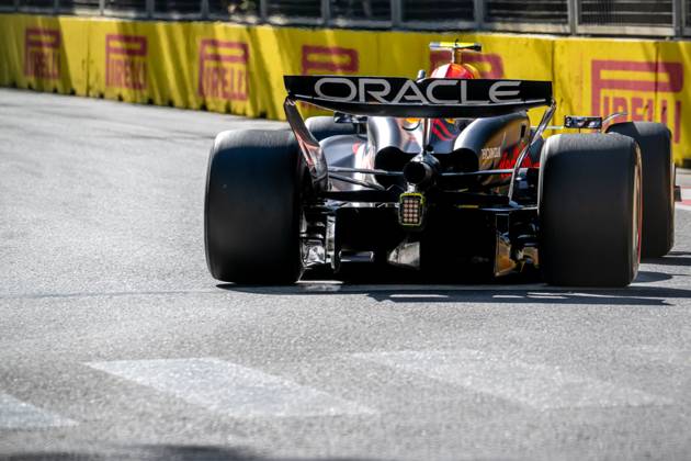 BAKU, AZERBAIJAN: Sergio Perez, racing for the Red Bull Racing team during the 2024 Formula 1 Azerbaijan Grand Prix at the Baku City Circuit in Baku, Azerbaijan