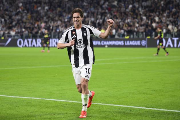 Juventus FC v PSV Eindhoven - UEFA Champions League Kenan Yildiz of Juventus FC celebrates during the UEFA Champions League football match between Juventus FC and PSV Eindhoven. Turin Italy Copyright: xNicolòxCampox